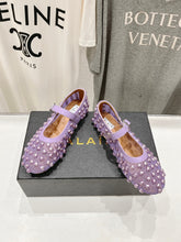 ALAIA PEARL MARY JANE SHOES IN LAVENDER PURPLE MESH AND CALFSKIN
